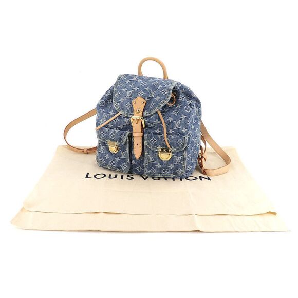 Louis Vuitton Monogram Denim Sac GM Backpack Rucksack Blue - Picture 9 of 10